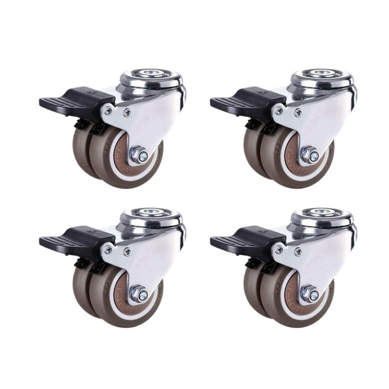 2-Zoll-Schwerlast-Lenkrollen mit 8,2-mm-Löchern, feststellbare Ersatzrollen, 4er-Set(Type 3)