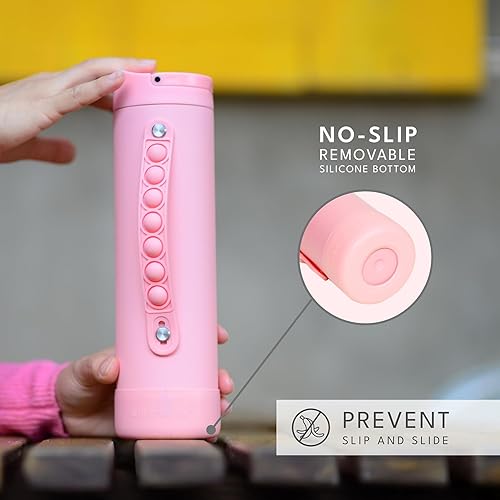 Miniatura 3 de Elemental Botella de Agua Icónica para Niños para la Escuela - Botellas de Agua Aisladas 100% a Prueba de Fugas con Tapa de Pajita y Asa Pop-It para