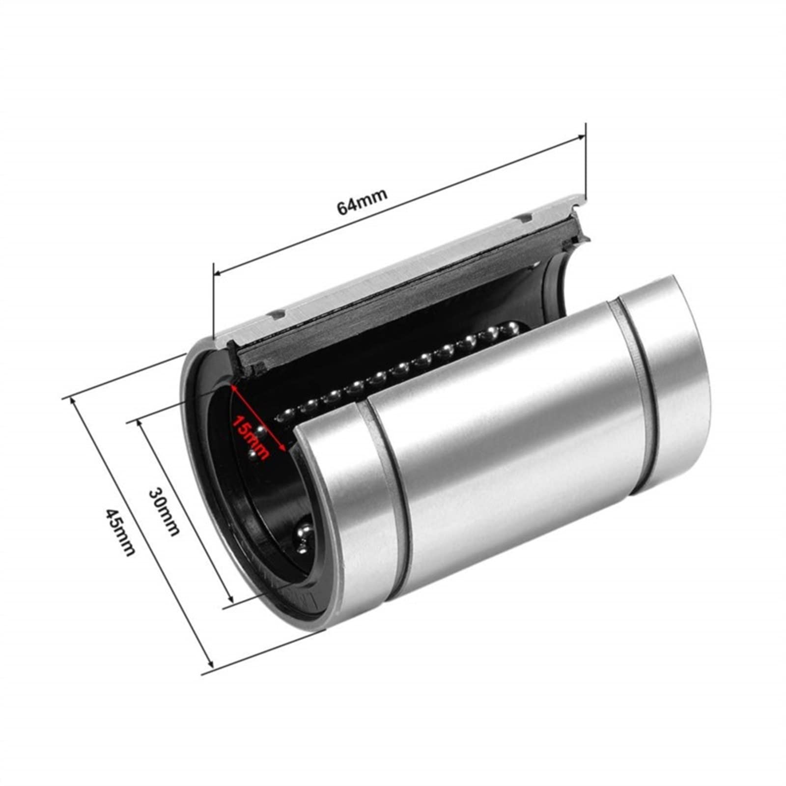 Lot de 4/10 roulements de mouvement linéaires coulissants LM10UUOP LM12UUOP LM13UUOP LM16UUOP LM20UUOP pour tiges de guidage Pièces d'arbre linéaire (LM30UUOP 30X45X64,4PCS)