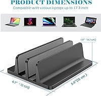 Vista 2 de Soporte vertical de doble ranura para laptop o tableta, ahorra espacio para MacBook Laptop Chromebook Tablet, Smartphone (negro)