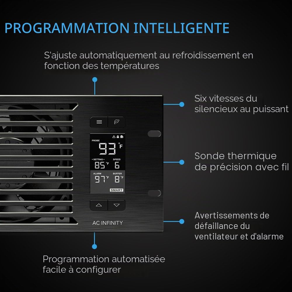 AC Infinity CLOUDPLATE T9 panneau de ventilateur en rack 3U flux d'air pour rack AV home cinéma 19"