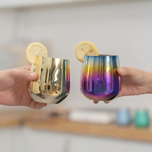 Miniatura 4 de UNISWEET Copas de vino de acero inoxidable de 17 onzas irrompibles, copas de vino sin tallo, copas de vino para acampar en el hogar, picnic al aire