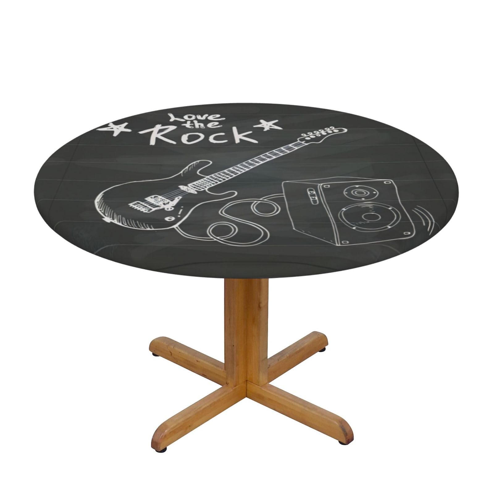 ZQYTGFDC Love Rock S Decorative Round Tablecloth Waterproof Anti Stain Oil Proof Size for 40 50 inch