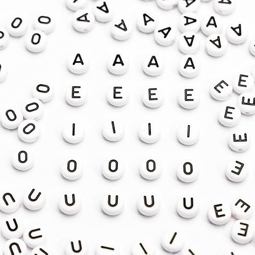 Vista 21 de 500 cuentas acrílicas de letras de 0.236 x 0.157 pulgadas, cuentas del alfabeto para hacer joyas, cuentas de letra C para hacer pulseras, collares