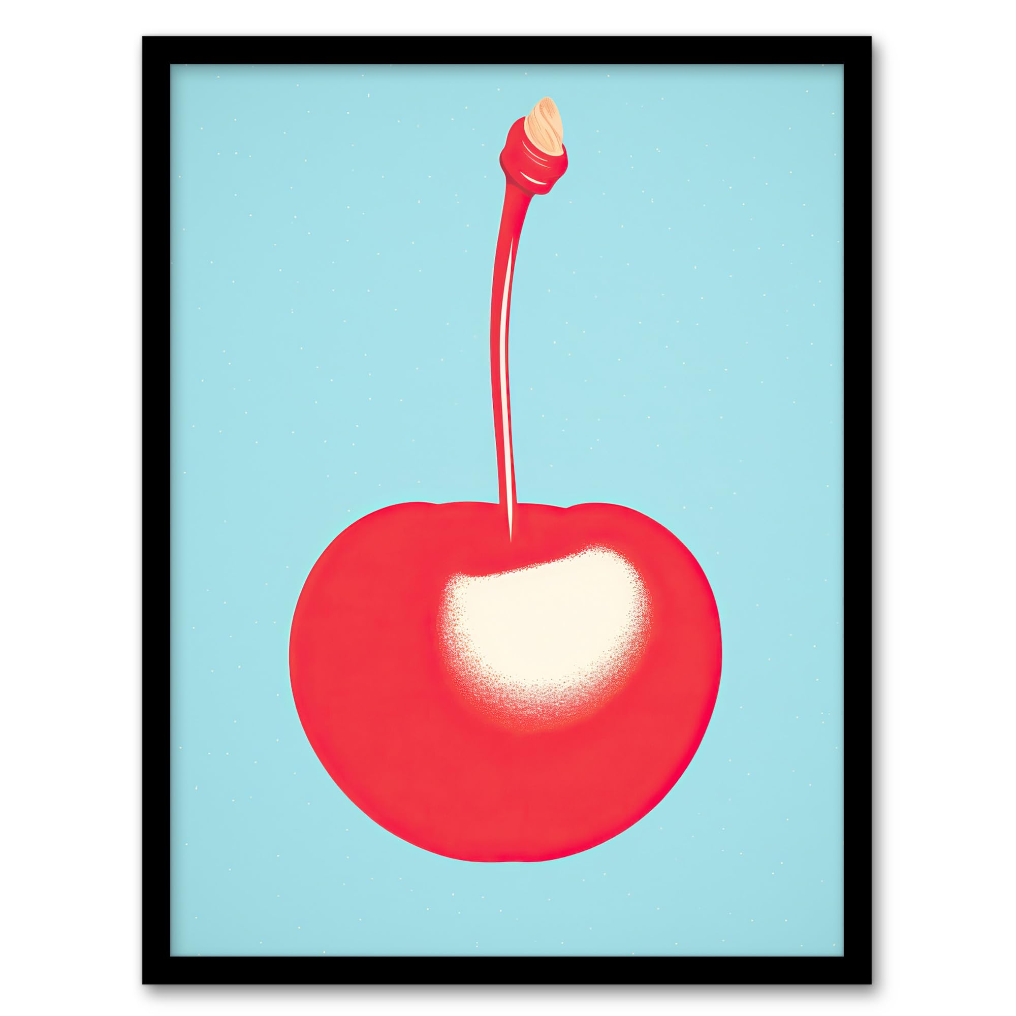 Artery8 Simple Cherry Risograph Kitchen Artwork Minimalist Interior Decor Artwork Framed Wall Art Print 18X24 Inch