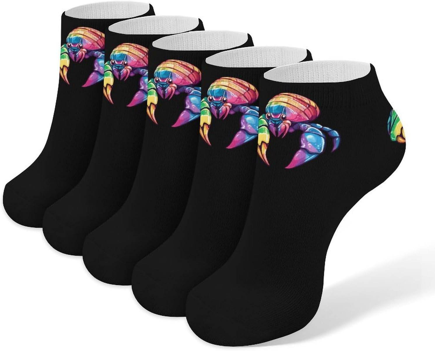 Pet Hermit Crab Colorful Ankle Socks No Show Socks Cushion Low Cut Socks 5 Pack