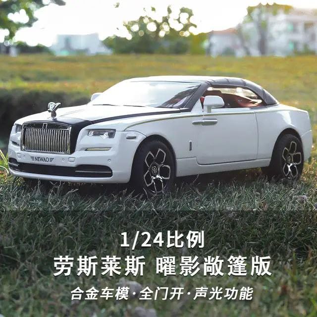 Image of Scale Exclusive Alloy Metal Pull Back | Die-cast Car Model with Sound Light Mini Auto Toy for Kids Metal Model Toy Car with Sound and Light (1.24 Scale- Rolls ROICE Down-White)