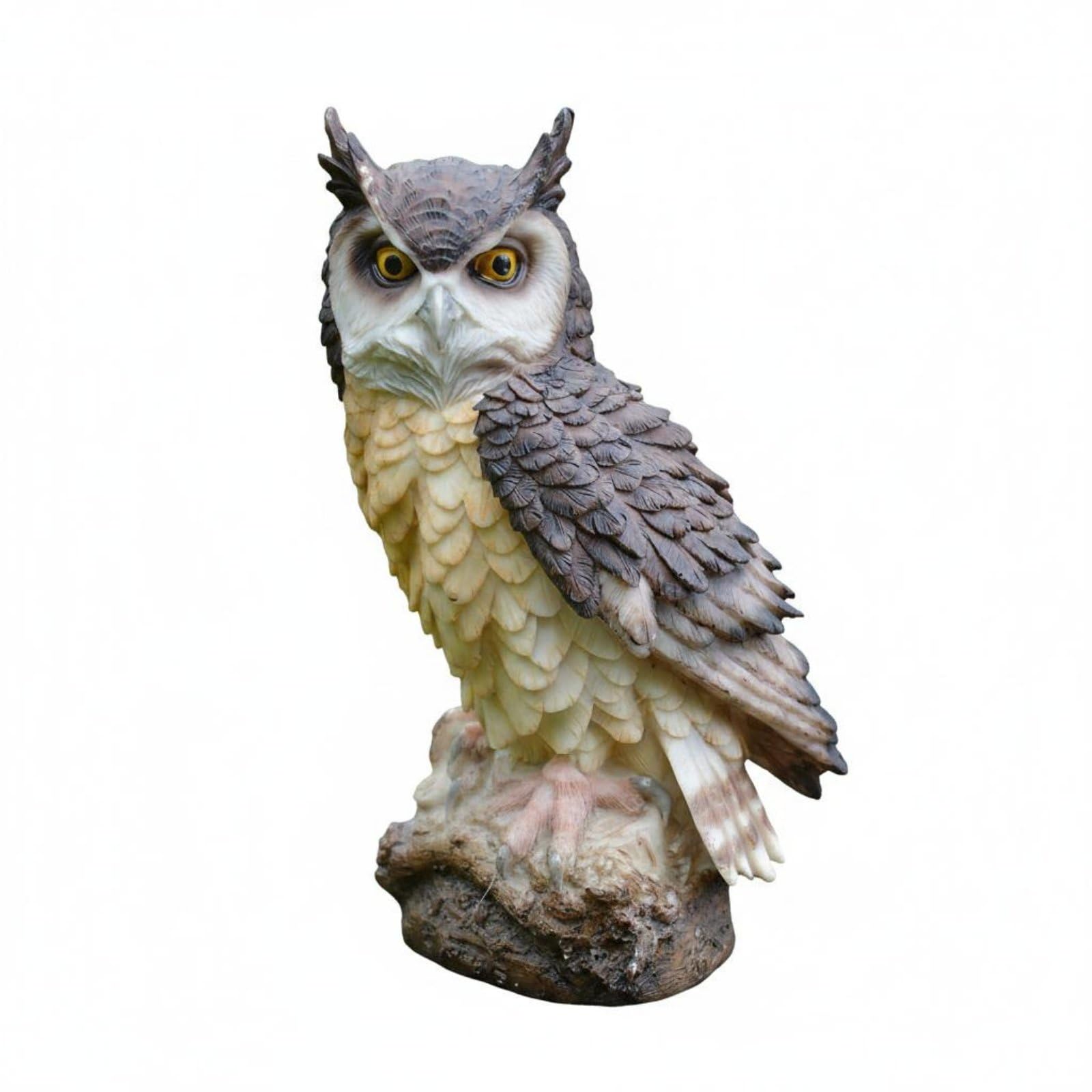 Statue chouette décorative noire idéale pour pot de fleurs et ornement de terrasse