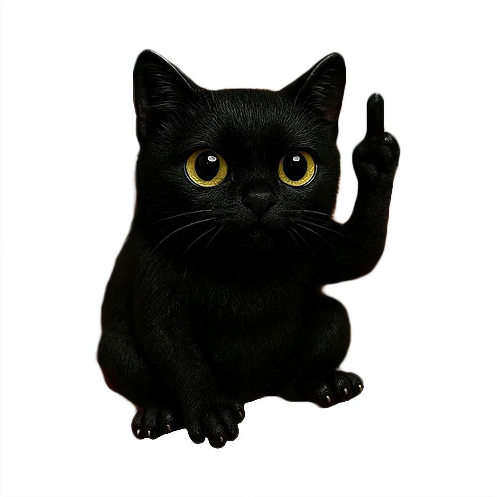 Fun Mini Middle Finger Animal Statue, 3.5 Inch Middle Finger Animal Desk Decoration, Humorous Office Stress Relief Toy, Cute Resin Statue for Shelf, Birthday Gag Gift for Coworker (Cat)