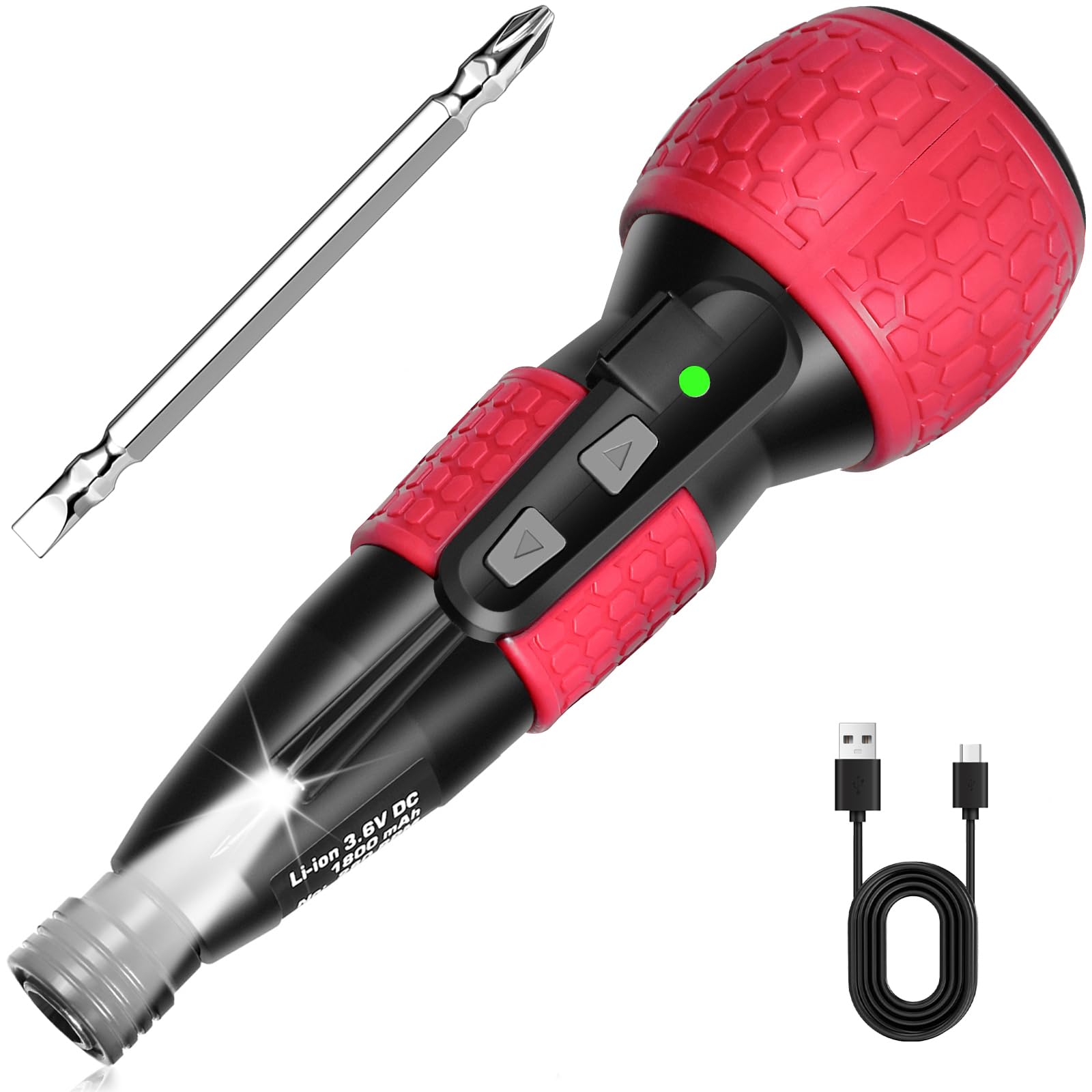 3 6V Cordless Rechargeable Electric Screwdriver - USB-C Charging 3 5Nm Torque Magnetic Rust-Proof S2 Bits for Furniture