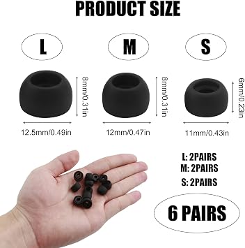 6 Pairs Replacement Ear Tips Silicone Ear Cover Earplugs