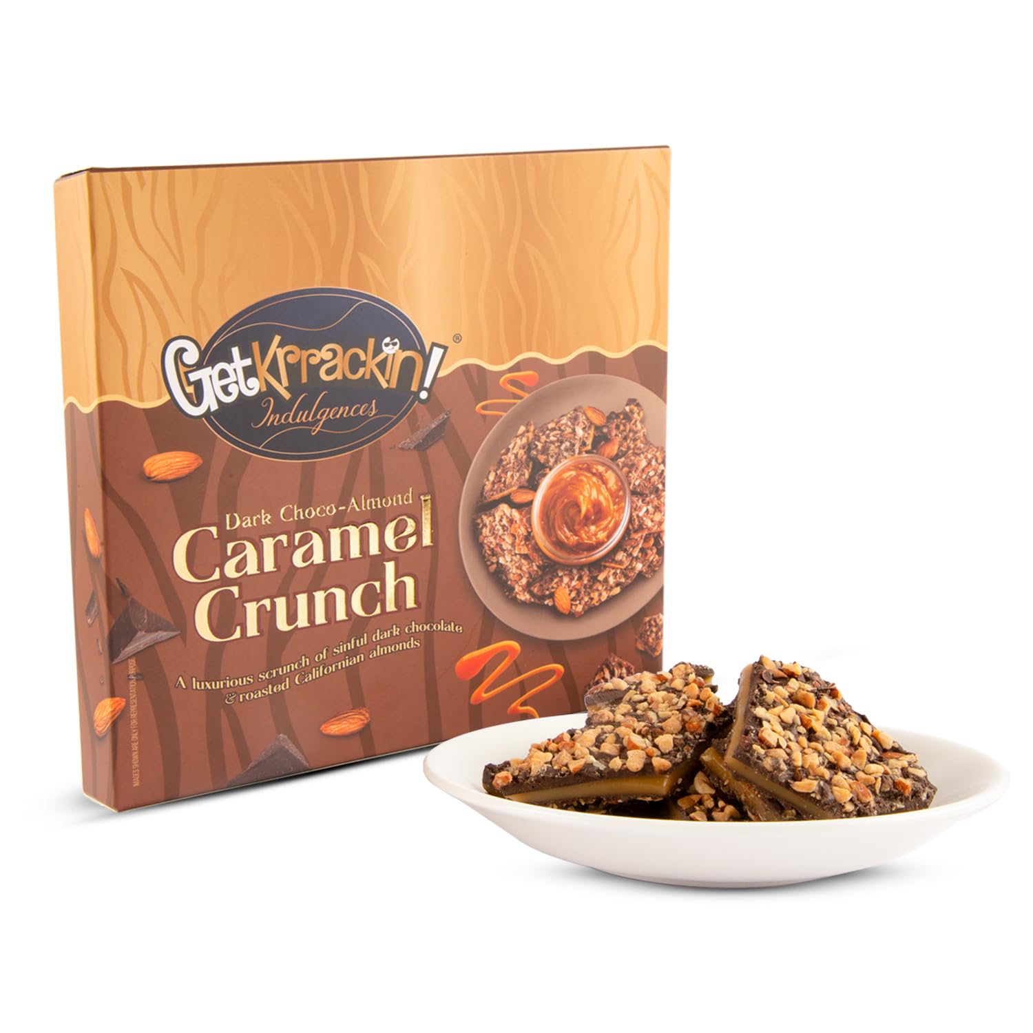 GetKrrackin! Dark Choco-Almond Caramel Crunch, Dark Chocolate With Almond Crunch, Caramel Crunch Premium Chocolate, Almond & Dark Chocolate Brittle, Chocolate Covered Nuts, Gift Box - 150g (B0CMTVK5V7) Amazon Price History, Amazon Price Tracker