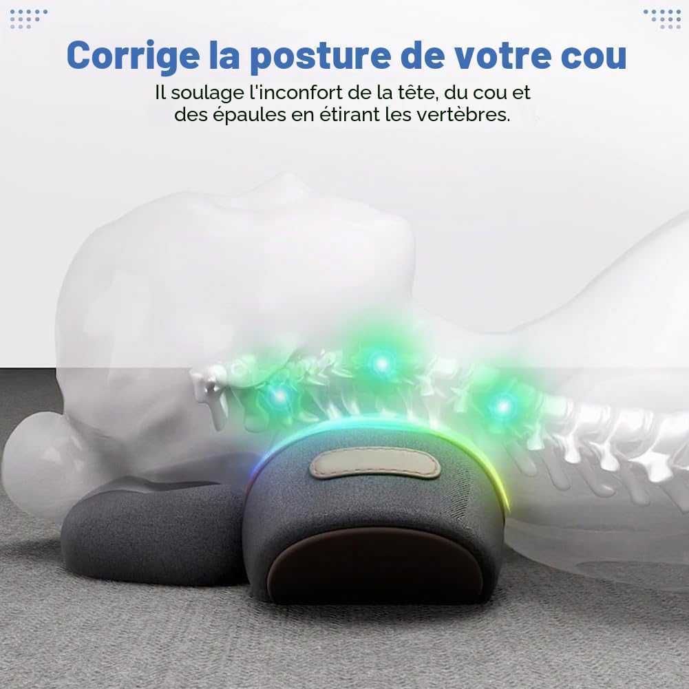 Artuvate Fisiorest The 3-In-1 Neck Massager, Fisiorest Coussin De Massage 3 En 1 Pour Le Cou, Masseur D'éPaule Avec Chaleur, Outils De Massage De La Colonne Cervicale (1 Pc Black)