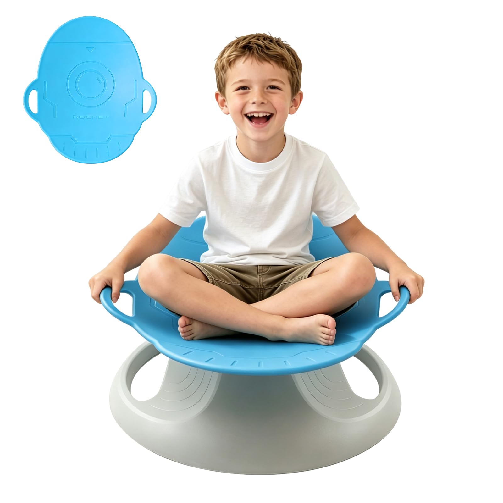 CIGAA Spinning Chair for Autism, Sensory Spinning Toys for ADHD Kids | Sensory Autism Equipment for Regulating Emotions Training | Double Bearing Sturdy Spinny Kids Swivel Chair (light blue)