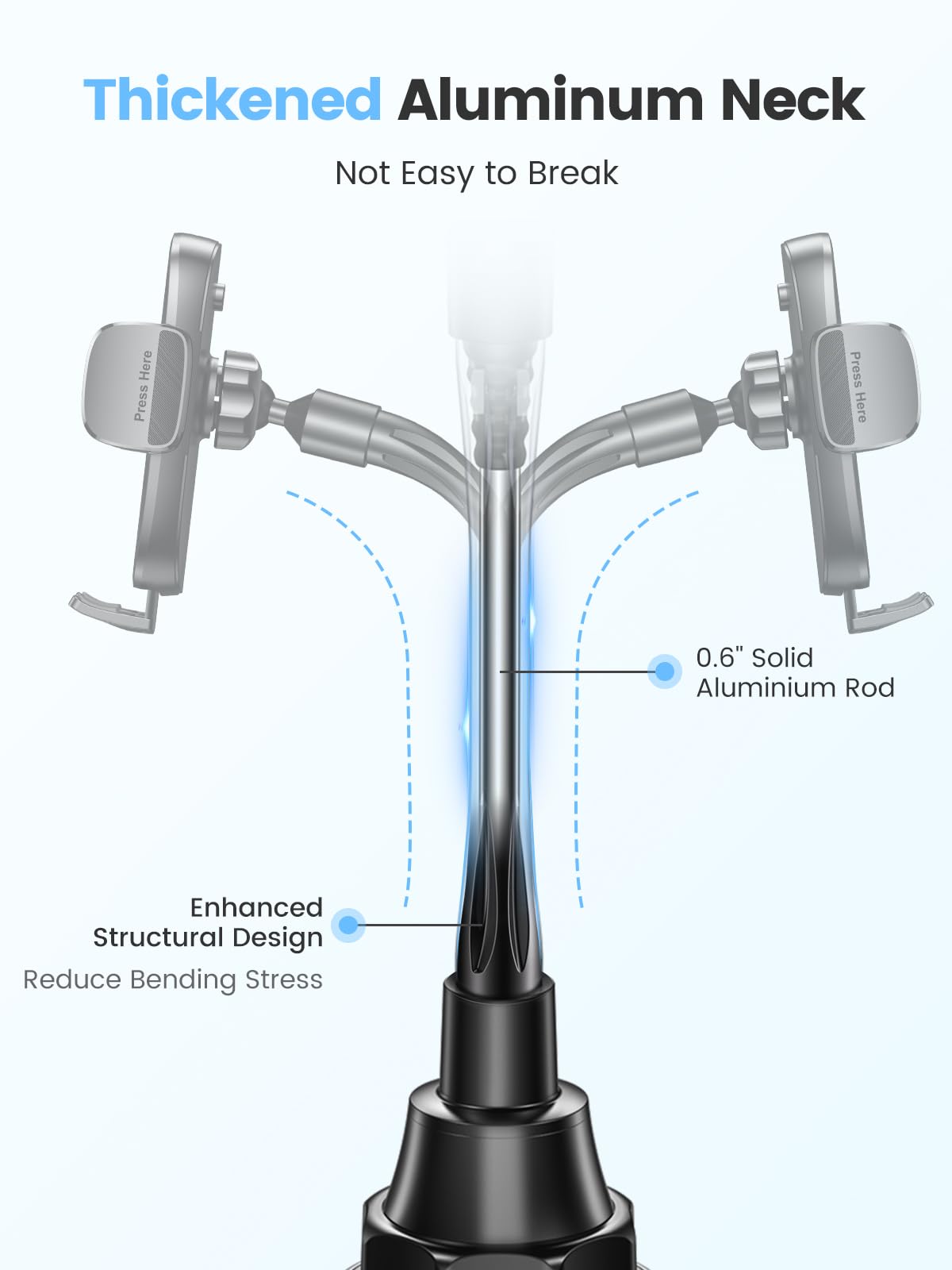 Zewwen Soporte para teléfono de coche, doble rotación de 360°, cuello de cisne, soporte de teléfono para coche, soporte flexible para teléfono celular compatible con iPhone 16 Pro Max/15/14/13/12/11