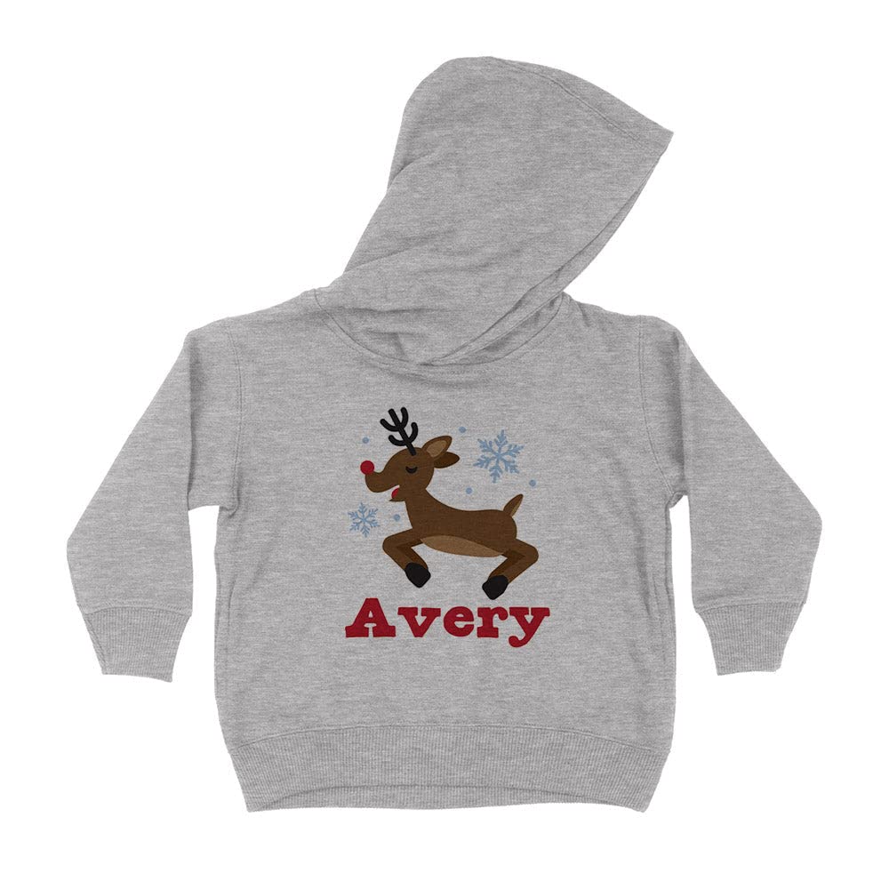 Reindeer Avery Christmas Kids Hoodie Sweatshirt Toddler 2T Heather Grey