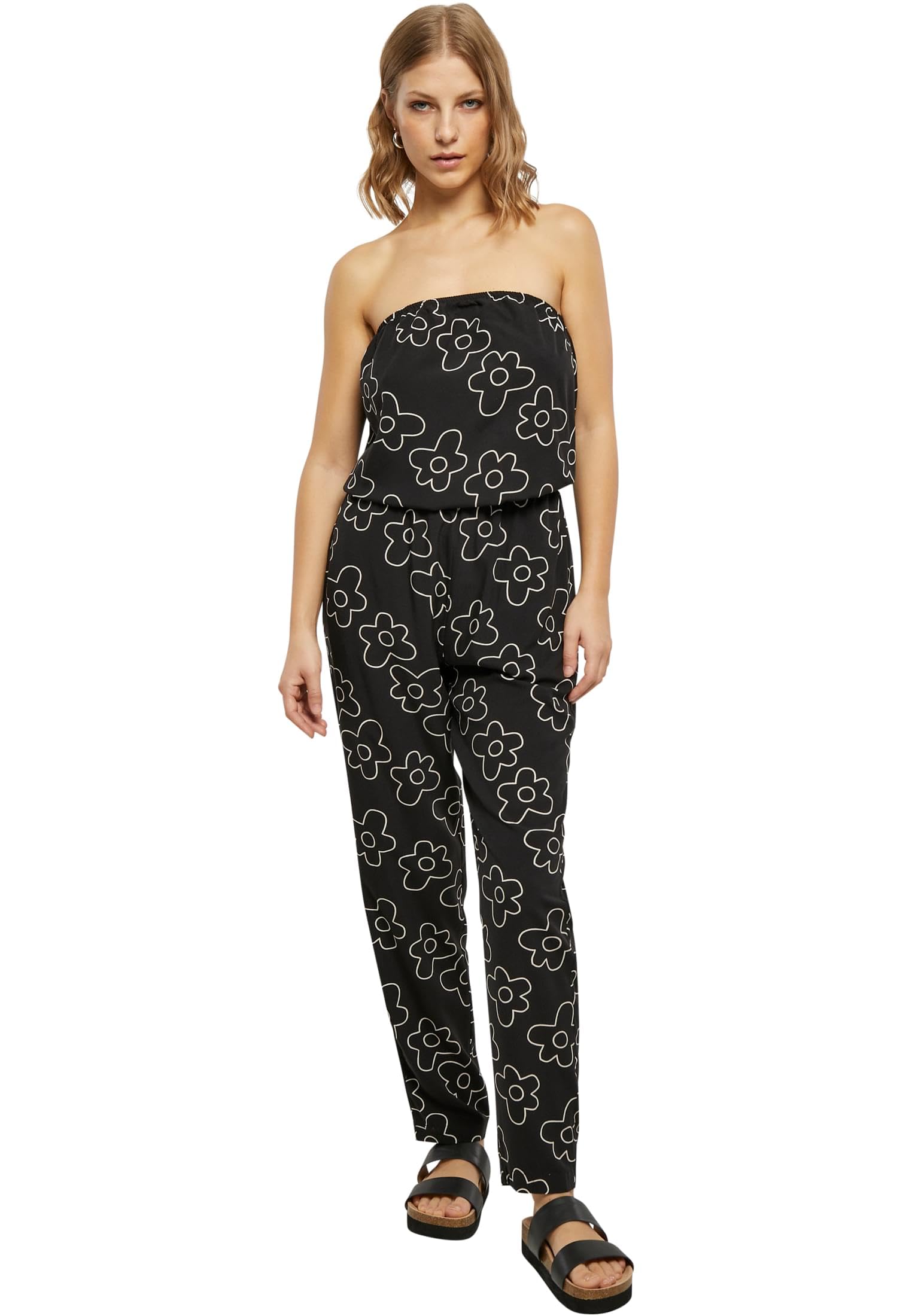 Urban Classics Women's Noir Viscose Bandeau Jumpsuit