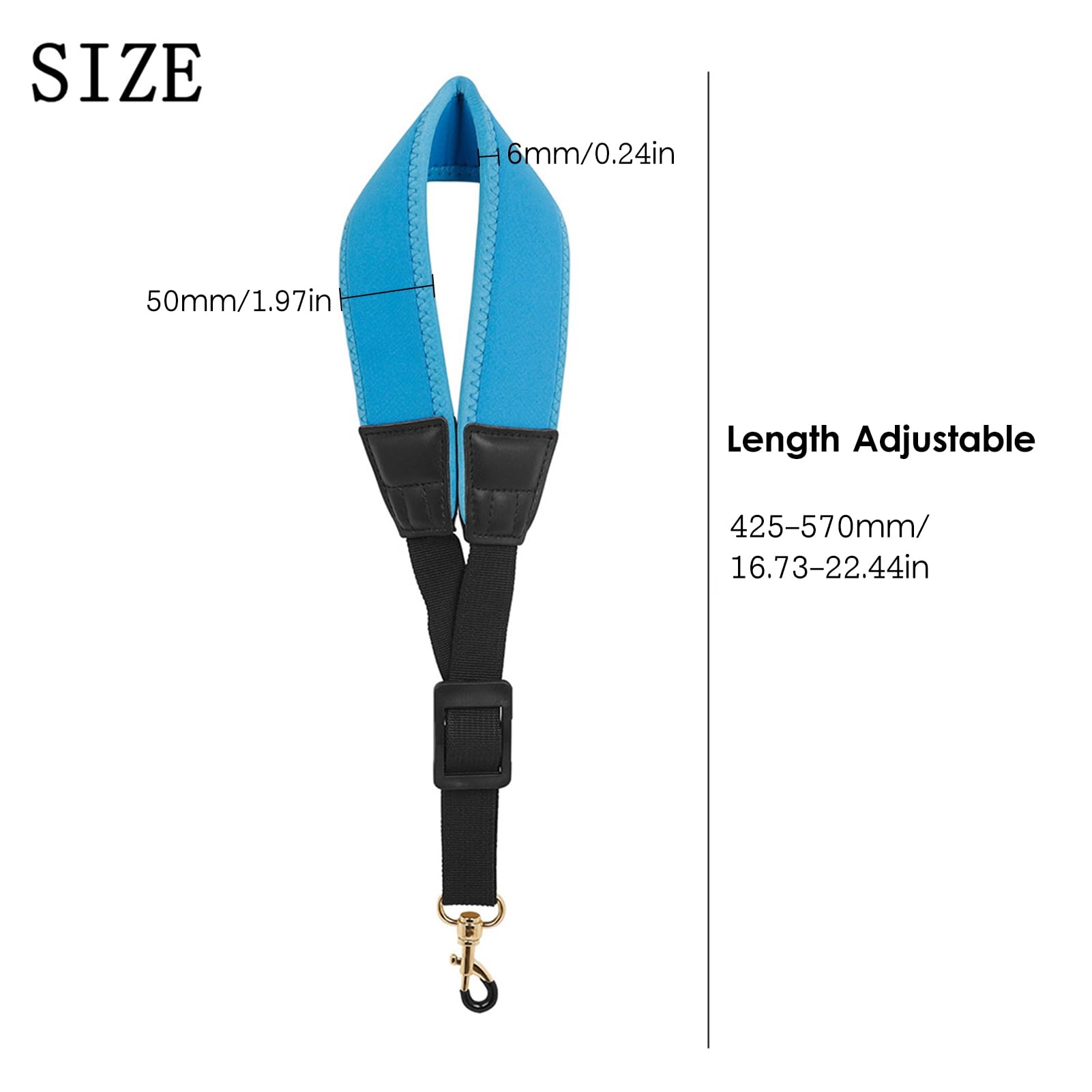Saxophonhalsriemen, Verstellbarer Saxophonhalsgurt Nylon Sachsen mit Metallhaken Klarinette Nackengurt Sax (BLUE)