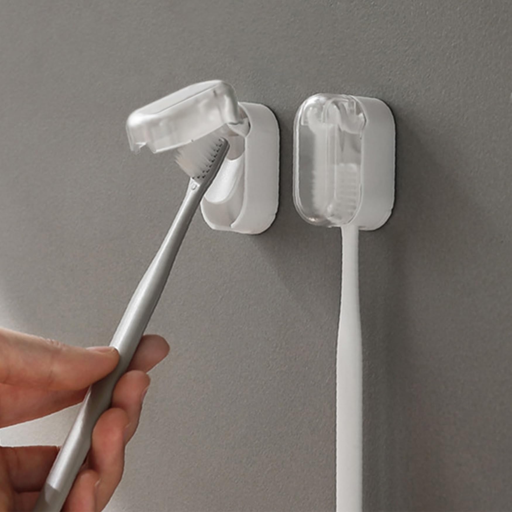BALUCA 3 fundas para cabezales de cepillo de dientes de viaje, funda protectora para cepillo de dientes, organizador para colgar en la pared, para viajes, camping, baño, escuela, negocios (blanco)