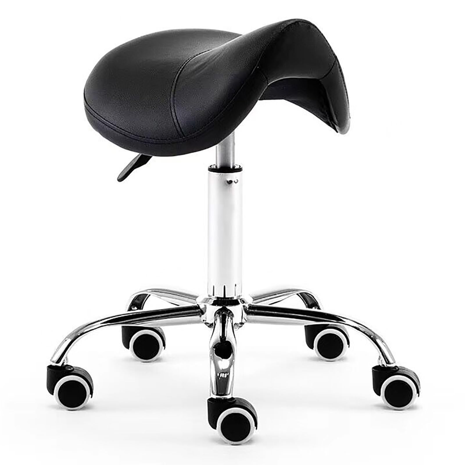 Taburete hidráulico con ruedas, asiento giratorio ajustable sobre ruedas, cómoda silla de belleza para un apoyo saludable de la espalda