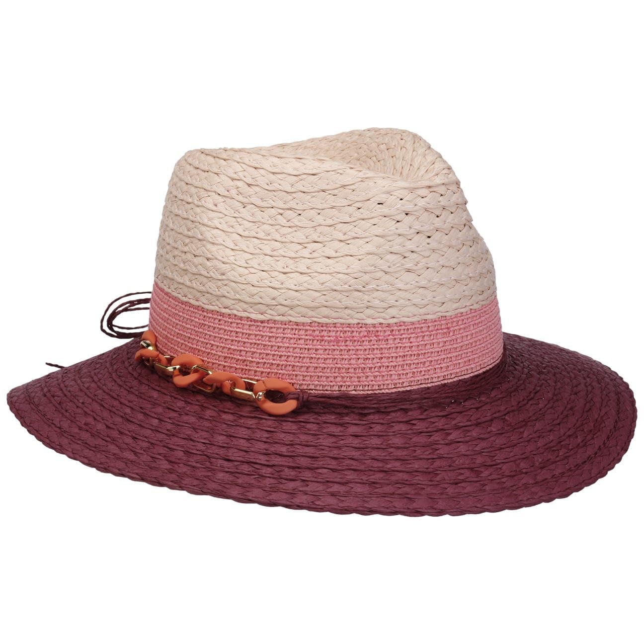 Hatshopping.co.uk Women's Bordeaux Tricolour Traveller Straw Hat
