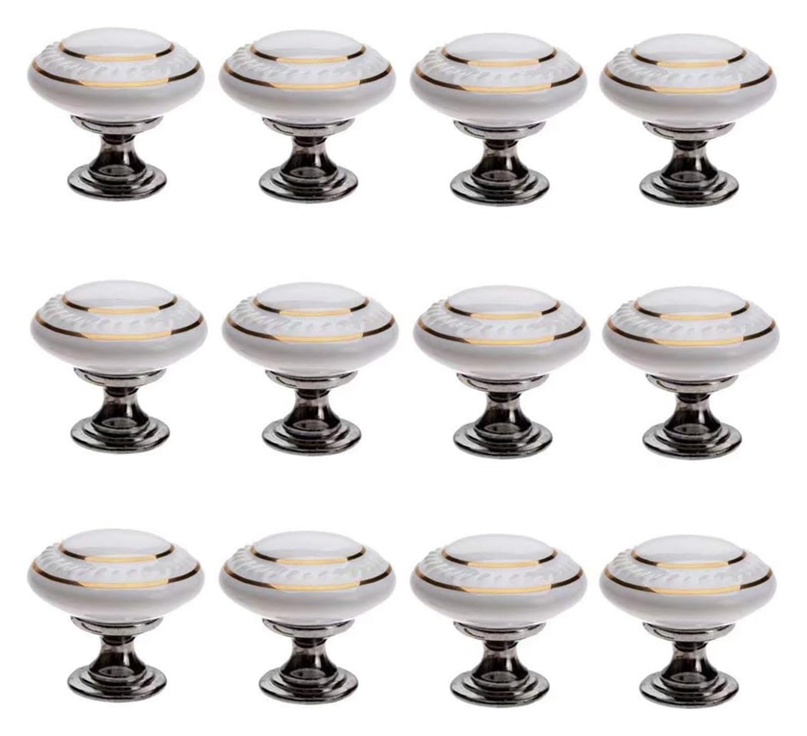 Lqzaxsrdr White Ceramic Cupboard Drawer Handle Knobs, Ceramic Door Knobs, 12 Pcs Multicolor 35Mm Diameter 30Mm Height(White)