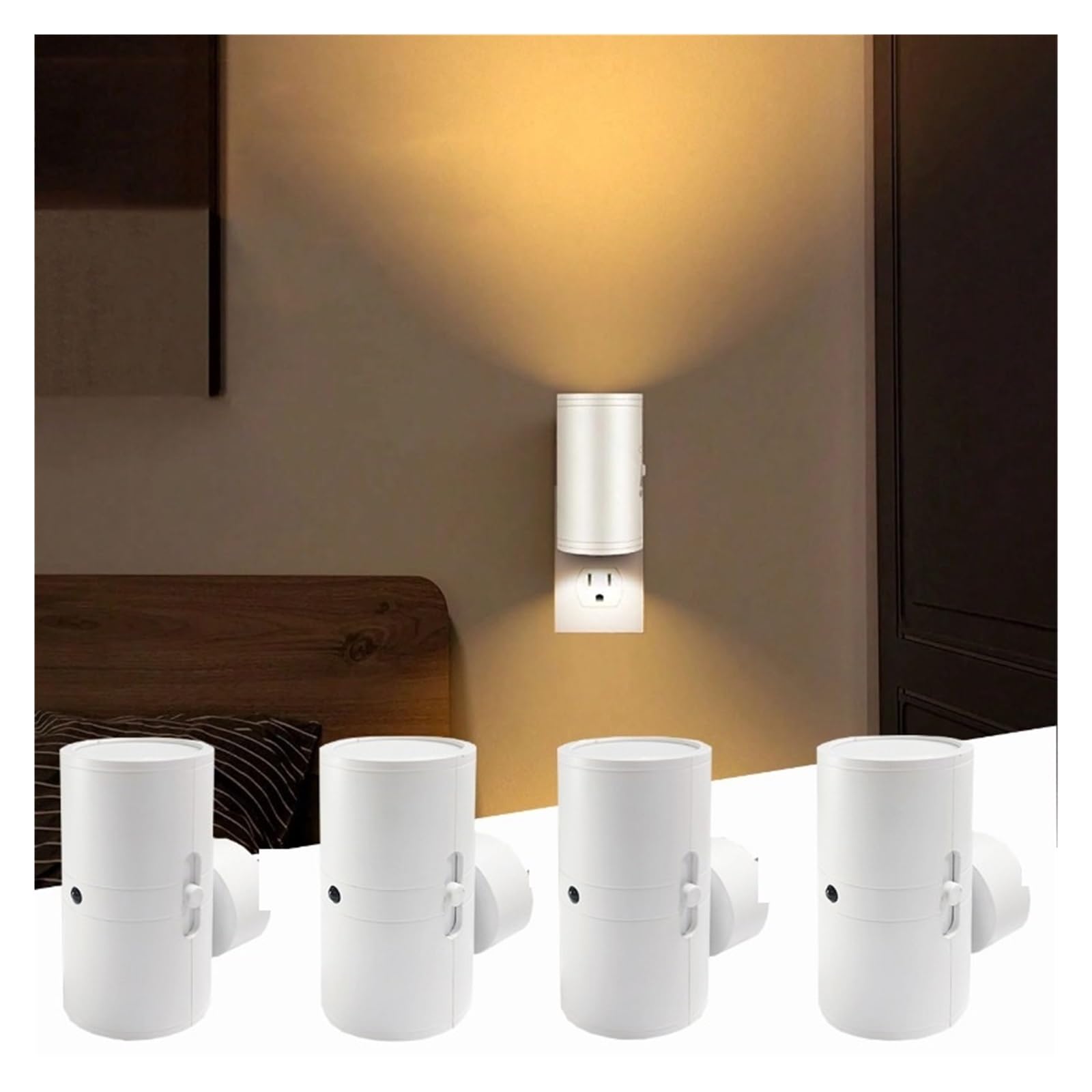 Ciepłe Białe Światło, Czujnik, Lampa Ścienna, 3-kolorowa, Regulowana, Wtykowa, Odpowiednia Do Sypialni I Stolików Nocnych CiepłA I Komfortowa Atmosfera(2PCS)