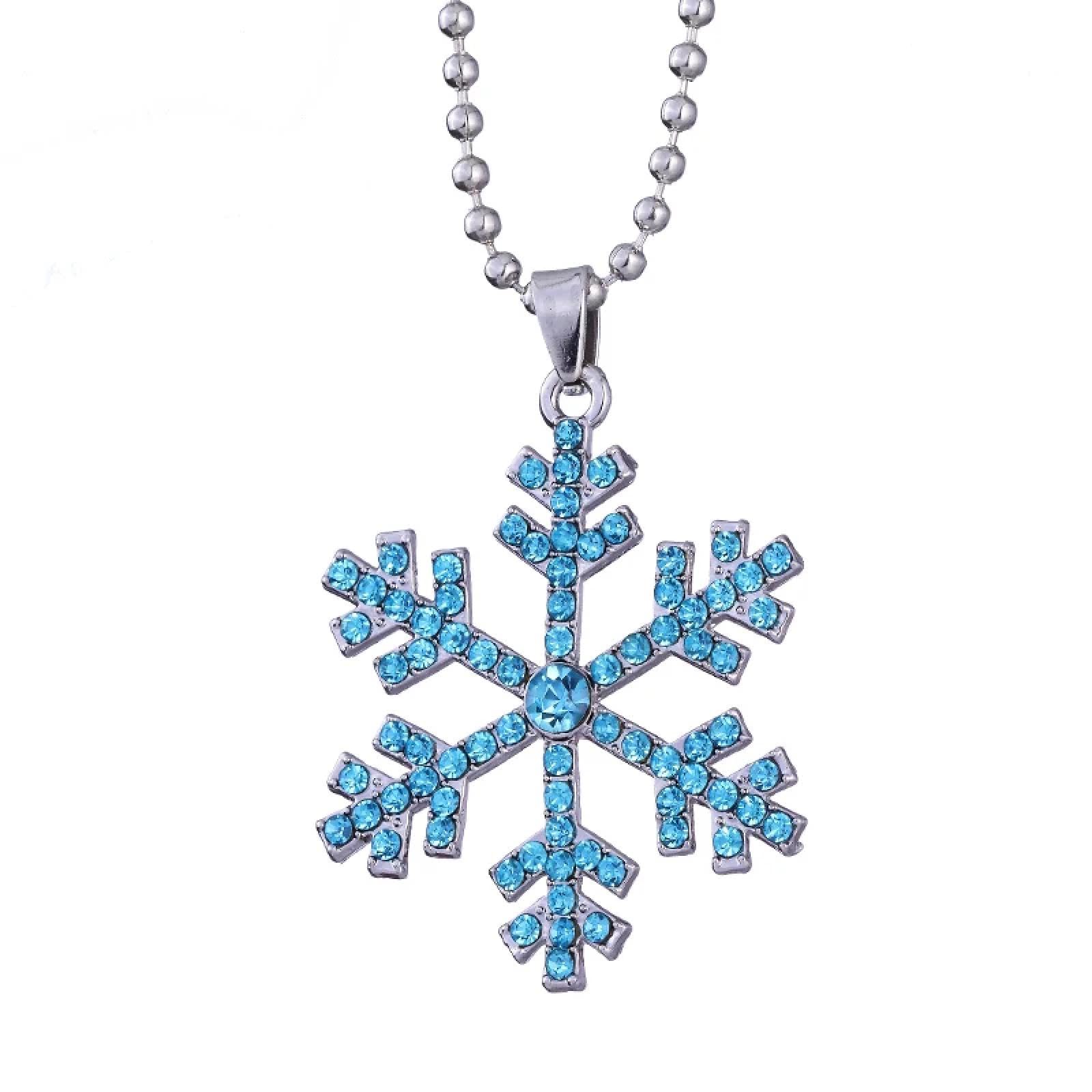 Collar Colgante Cadena Hombre Mujer Joyas Necklace Collar Bule con Encanto De Copo De Nieve Colgante De Flor De Nieve Amigos Regalos Joyería