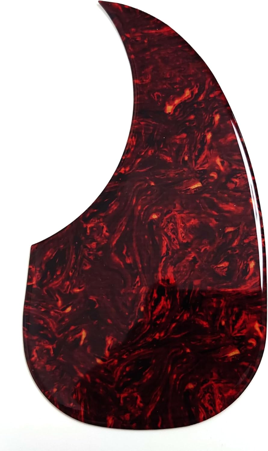 Acoustic Guitar Pickguard Brown Tiger Shell for Martin D45, 2MM Self-Adhesive Scratch Plate, Teardrop Shape, Universal Fit for 40-41 Inch Guitars Folk Guitar Replacement Parts
