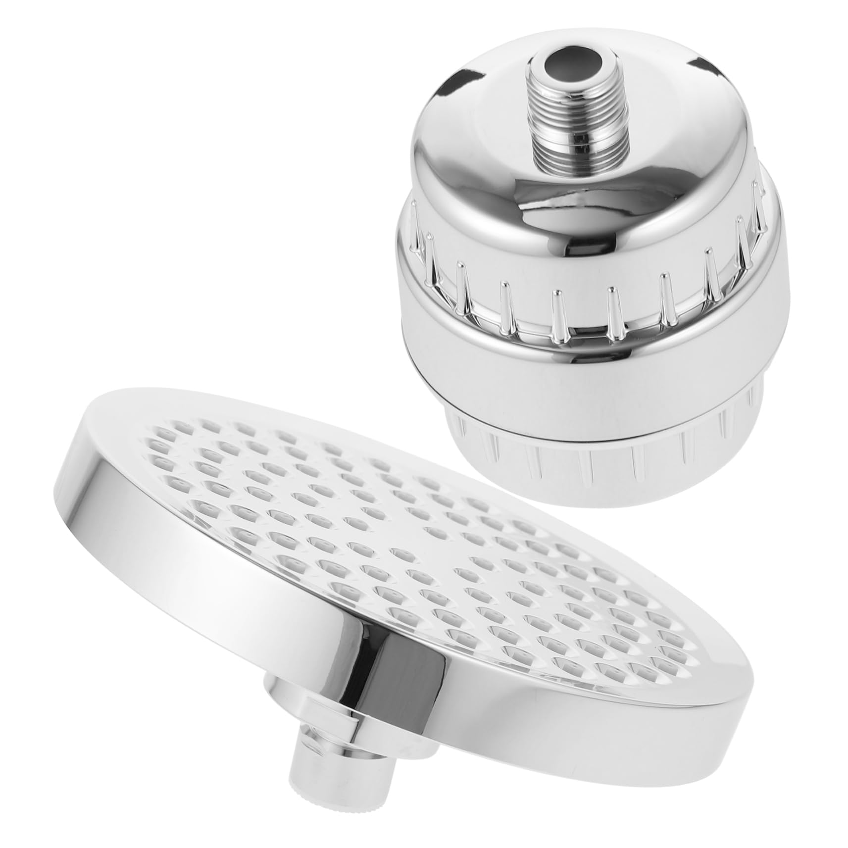 POPETPOP Filtro Cabezal Ducha para Agua Dura de 6 Pulgadas, ABS, Plata | Rotación 360°, 15 Niveles, Bola Giratoria Sólida, Filtrado Multicapa, Resistencia Elevada, sin Deformarse