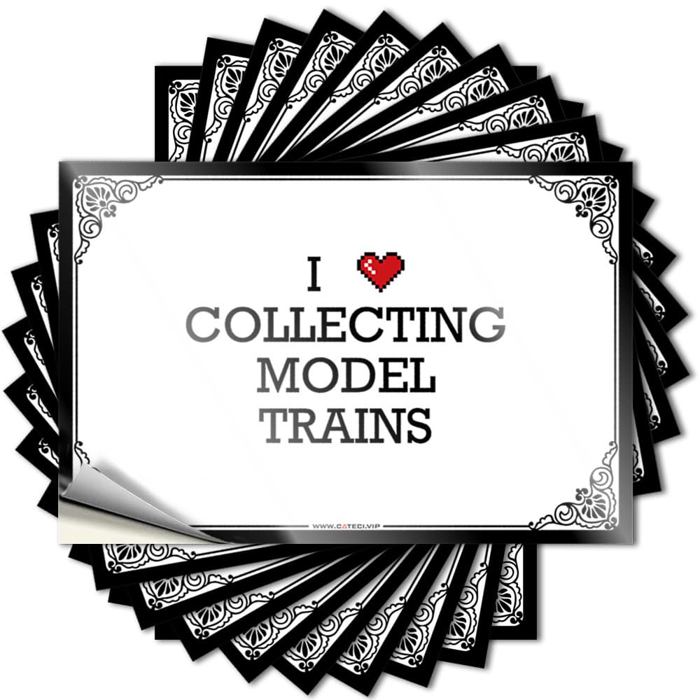 Funny Desk Decor Crazy Funny Sticker - I Love Collecting Model Trains Removable Decal Laptop Easy Peel for Water(8X12CM)