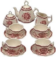 Vista 1 de Madison Bay Co. - Juego de té de porcelana de 13 piezas con diseño de rosas florales clásicas, reproducción antigua