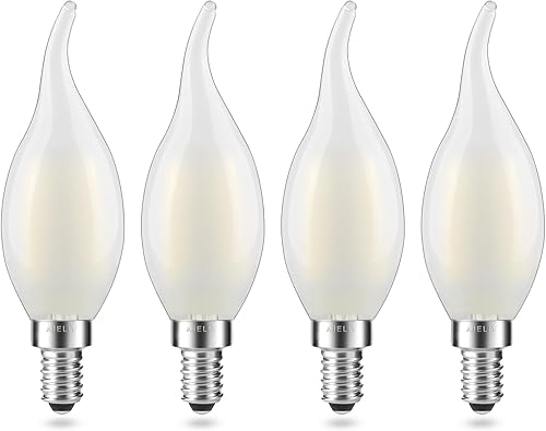 Bombilla LED E12 esmerilada para candelabro, luz diurna, regulable, 2 vatios (equivalente a 25 W), blanco brillante 5000 K, bombillas LED CA10 con