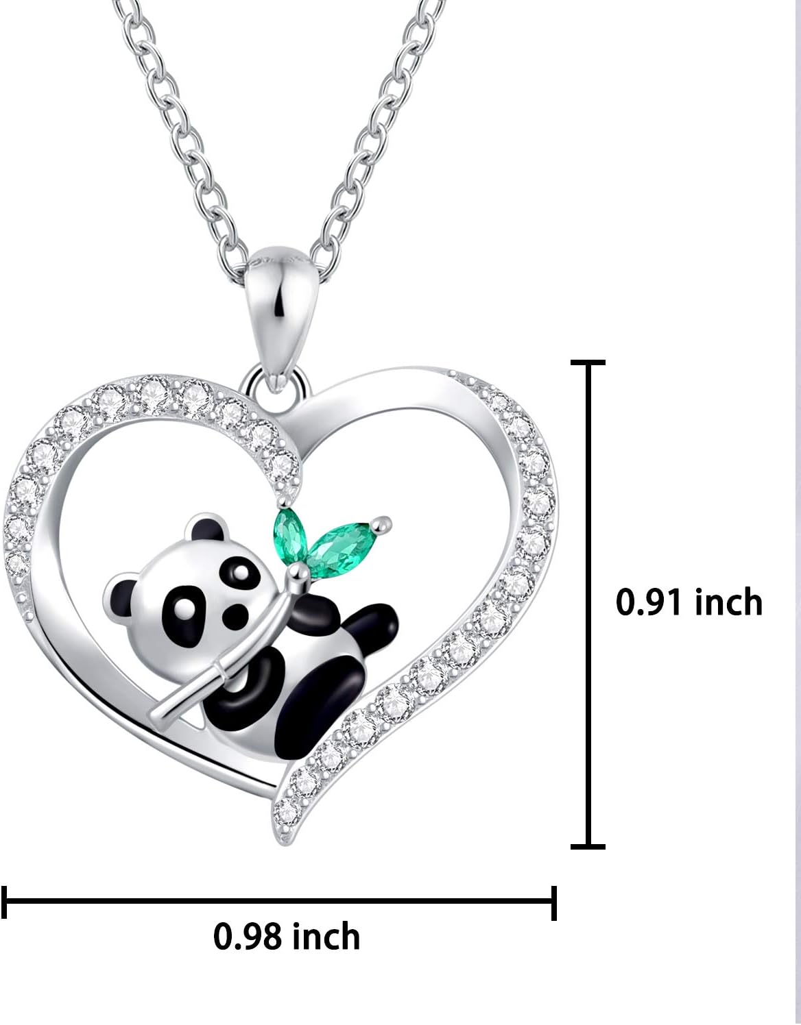 925 Sterling Silver Panda Bear Necklace Bamboo Heart Pendant Engraved I love You Forever Women Jewelry