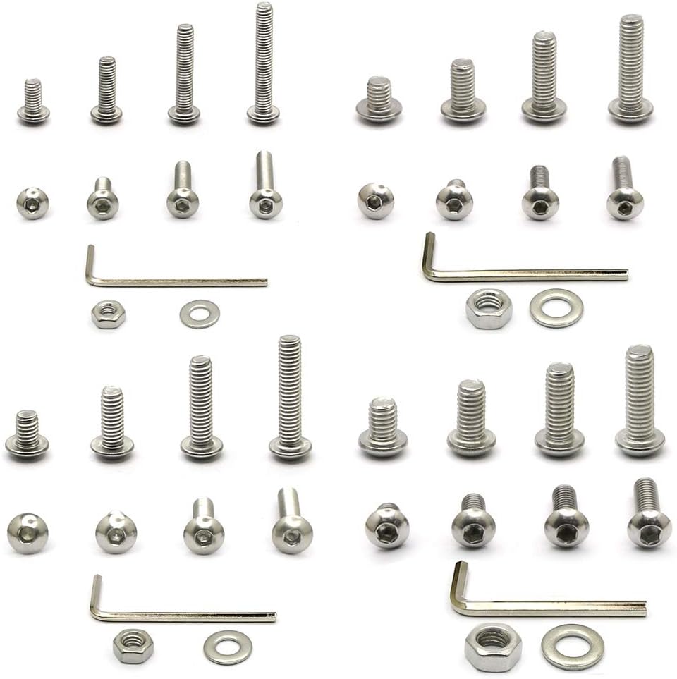 520 pcs M3/M4/M5/M6 x 6mm/10mm/16mm/20mm Stainless Steel Hex Button Head Cap Bolts Screws Nuts Assortment Kit - 304 Stainless Steel