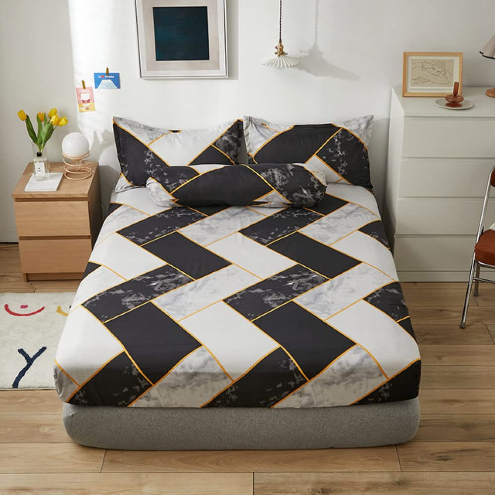 Drap housse 150x200cm imprimé avec élastique intégral pour matelas deux personnes