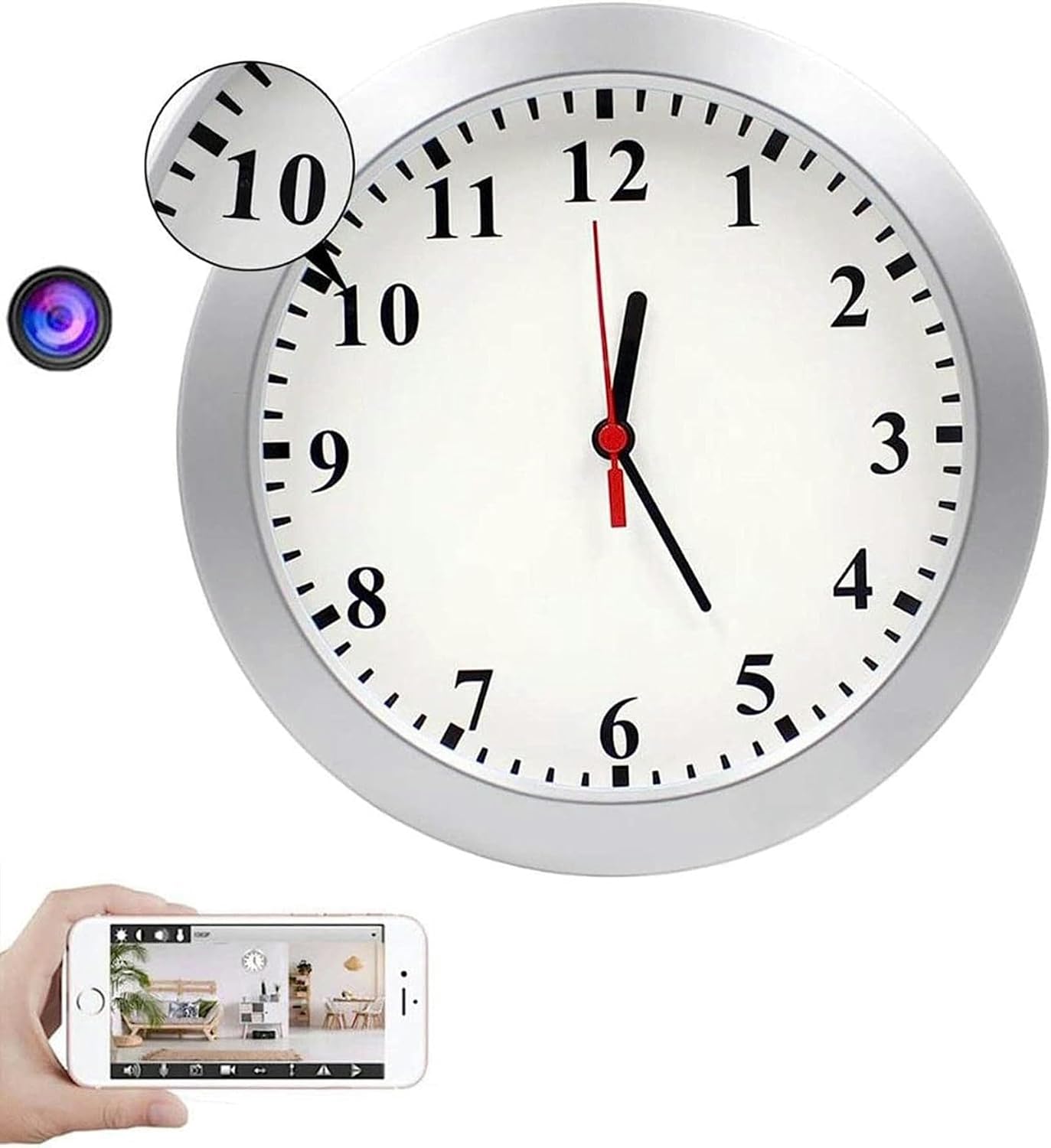 OPSREY 1080P HD Wifi Hidden Camera Wall Clock Spy Camera Nanny Cam with