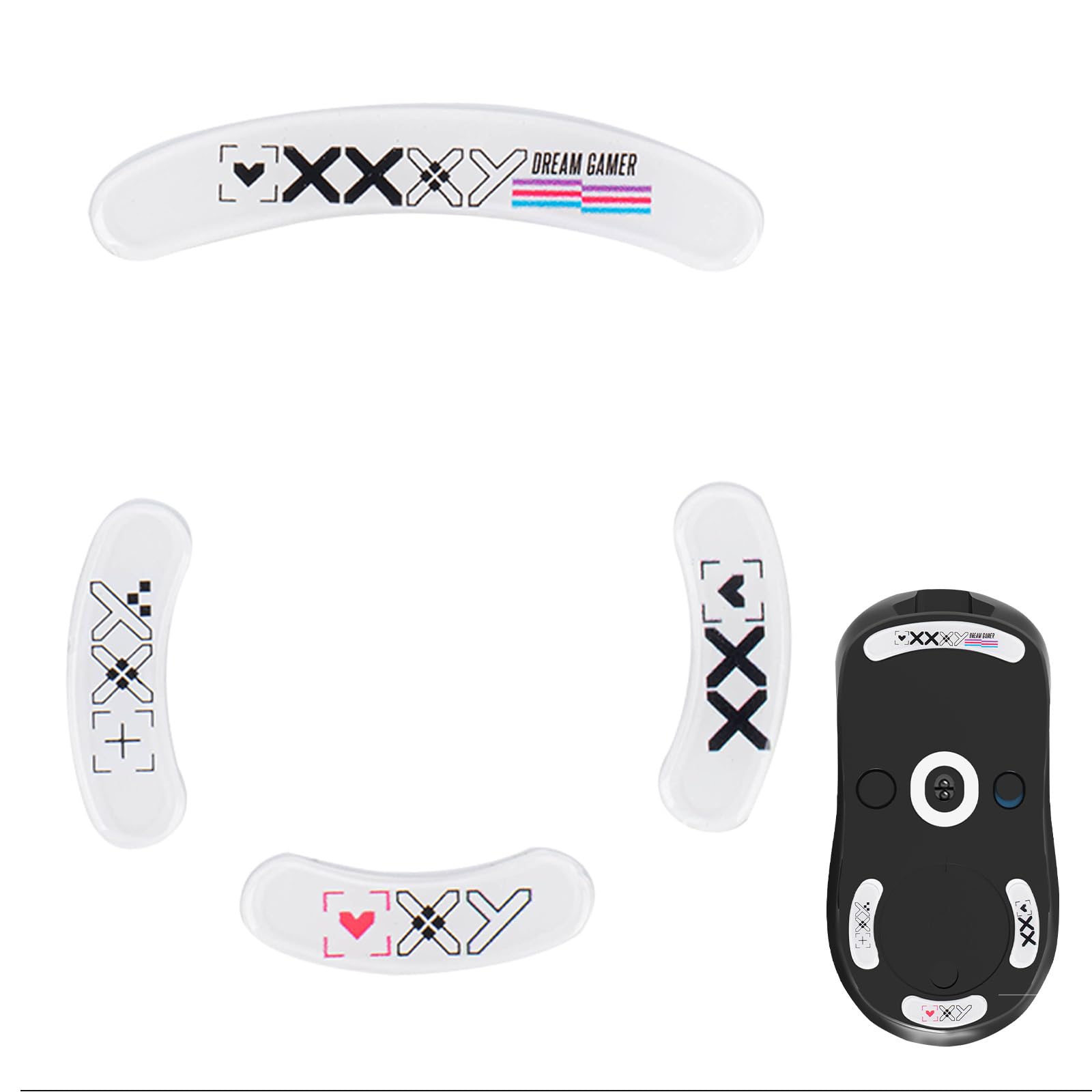 MOSHOUMouse Feet Skates Compatible with Logitech G Pro Wireless Gaming Mouse, Rounded Curved Edges Flawless Glass Mouse feet Replacement, Super Fast Smooth and Durable Sole (White)