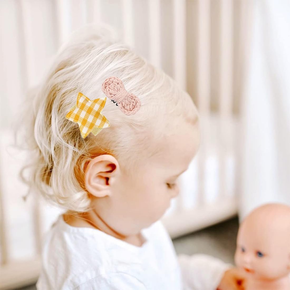 Barrettes Bébé Fille Mini en Coton Doux - Fleurs Panda Tournesol - Accessoires Cheveux Sécurisés Sans Irritation - Confortables pour Nouveau-Nés et Enfants