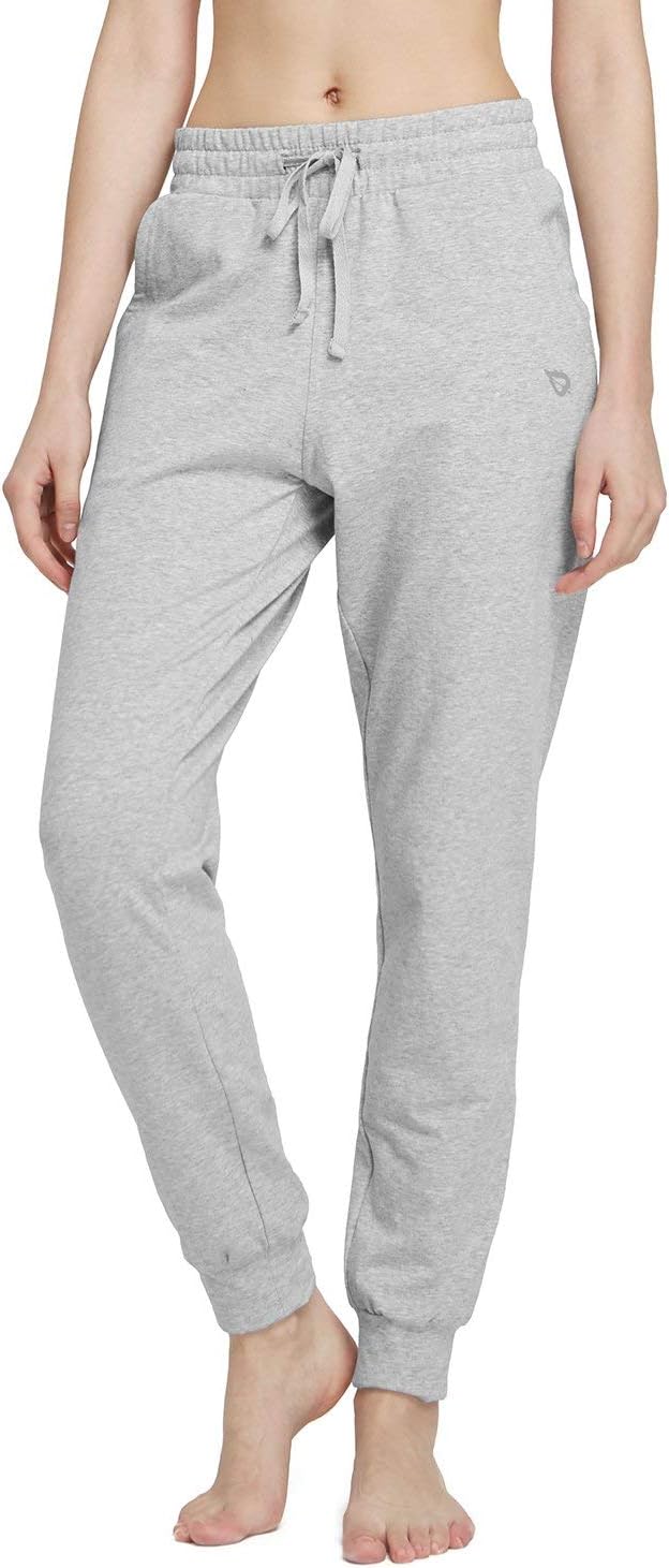 BALEAF Women's Jersey Yoga Sweatpants Workout Joggers Pants Lounge Sweat Pants with Pockets Light Gray Size XXXXL