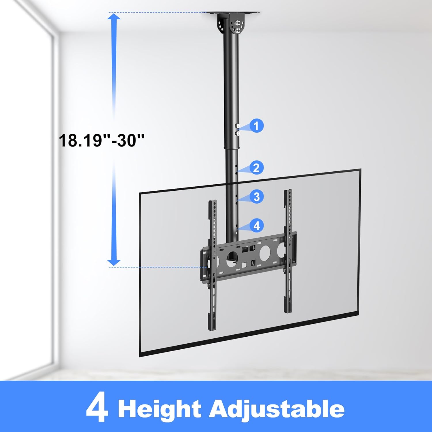 XINLEI Ceiling TV Mount Full Motion TV Bracket for Most 26 to 65 Inch Flat Curved TVs/Monitors, Swivel Tilt Height Adjustable Hanging Mount, Hold up to 100 Lbs, VESA 400x400mm MCA3