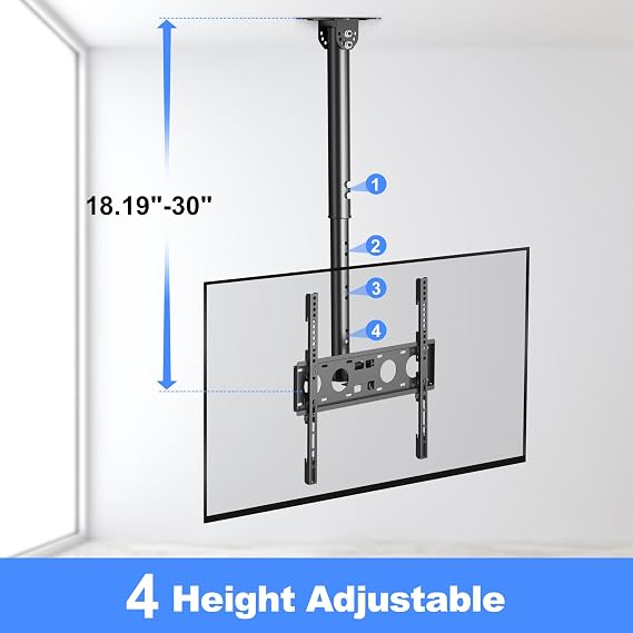 XINLEI Ceiling TV Mount Full Motion TV Bracket for Most 26 to 65 Inch Flat Curved TVs/Monitors, Swivel Tilt Height Adjustable Hanging Mount, Hold up to 100 Lbs, VESA 400x400mm MCA3