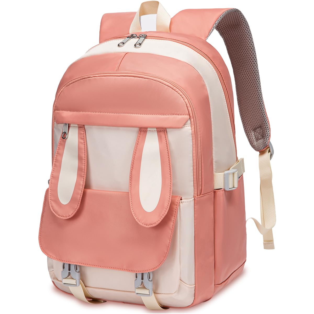 Pink Kawaii Backpack for School Girls Kids Elementary School Bag Cute Bunny Bookbag for Kindergarten Ages 6-8 8-10