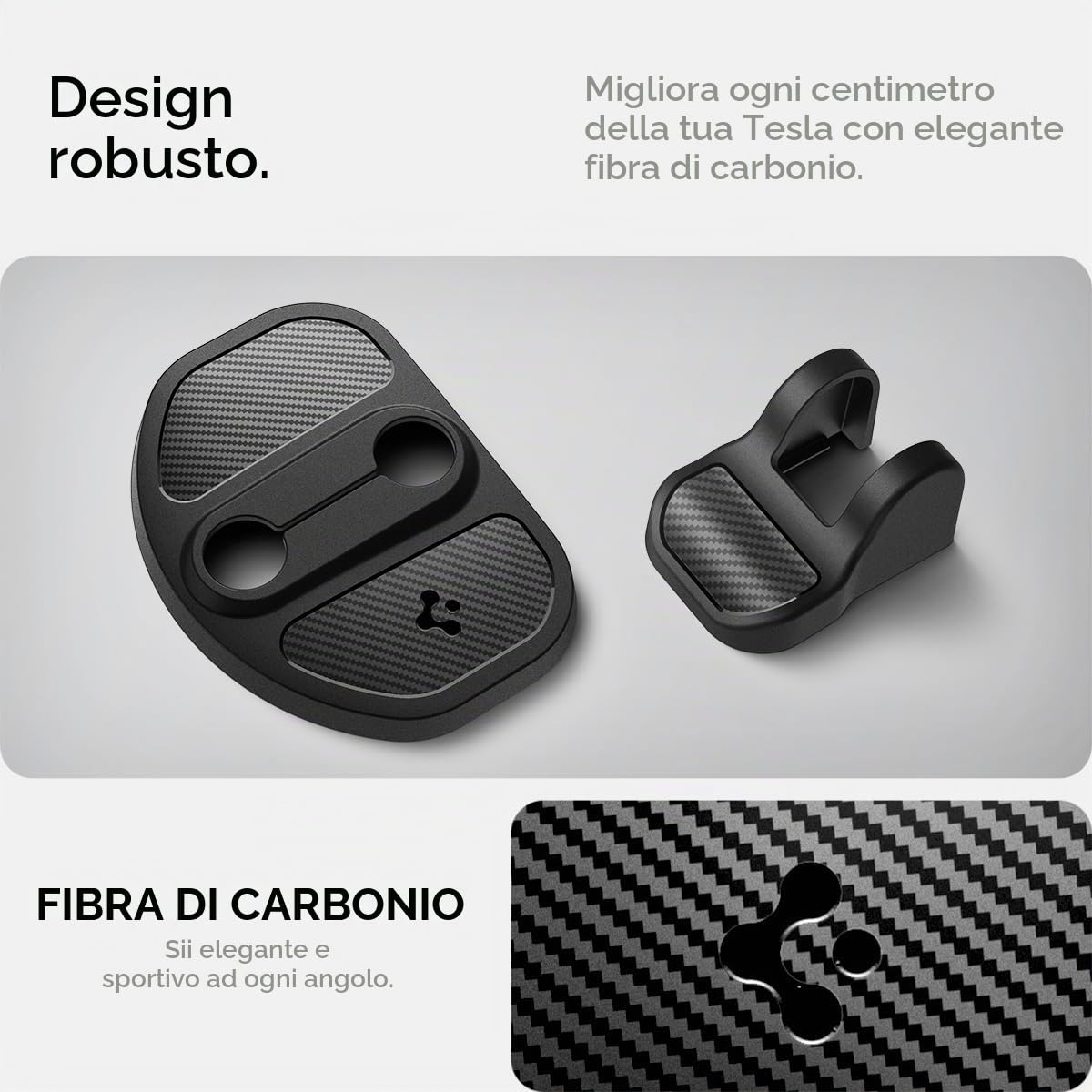 Spigen Tesla Model 3 (2017-2023) Model Y Juniper (2025 2026), Model Y (2020-2024) Coperture per Serratura e Cerniera delle Portiere, Accessori per Tesla - 4 Pezzi
