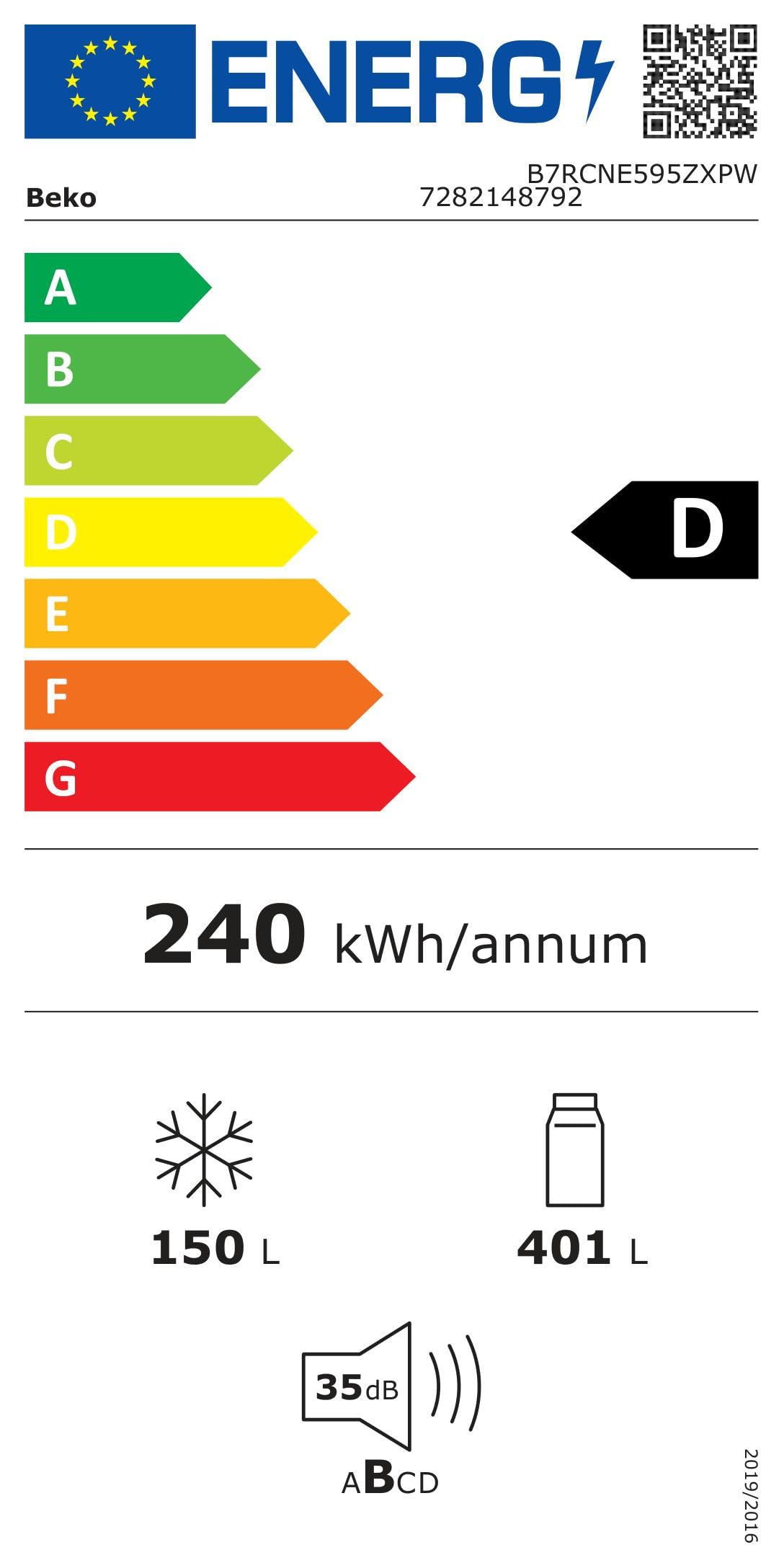 Beko B7RCNE595ZXPW Frigorifero libera installazione