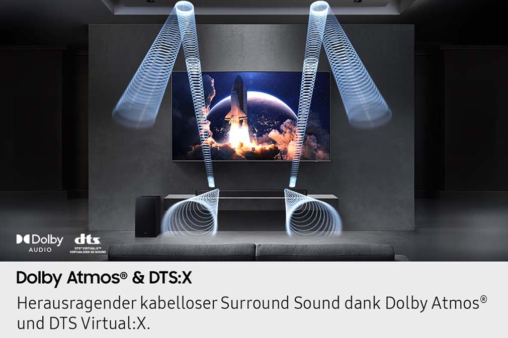 Samsung HW-Q610GF Q-Series 3.1.2-Kanal-Soundbar für Fernseher, TV-Lautsprecher mit kabellosem 6,5"-Subwoofer, Dolby Atmos und DTS:X, Q-Symphony, Game Mode Pro