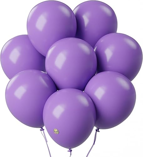 AFTERLOON Globos biodegradables 24 unidades, color morado, 10 pulgadas, color mate, extra fuerte, látex natural, flotador de helio, multicolor,