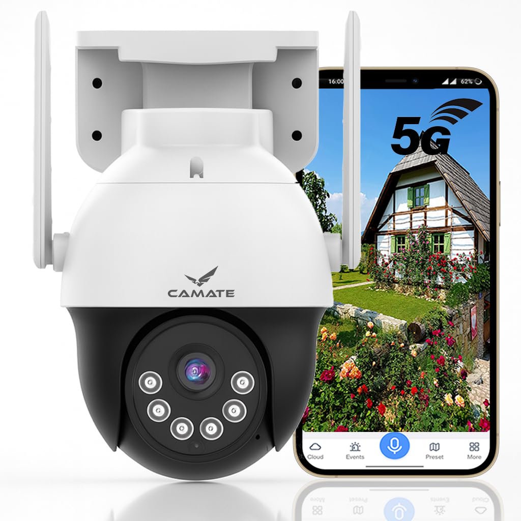 Camate Arc Pro 3MP Dual Band (2.4GHz & 5GHz) WiFi CCTV Camera | Full HD Outdoor PTZ Security Camera | Color Night Vision | 2-Way Audio | Motion Tracking | IP66 Waterproof | 256GB SD Card Support