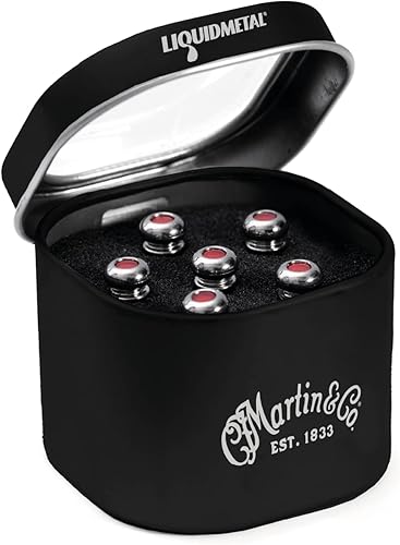 Miniatura 8 de LUXE BY MARTIN - Pasadores de puente para guitarra acústica  Esmeril turco con incrustaciones rojas  Construcción Liquidmetal para mayor volumen y