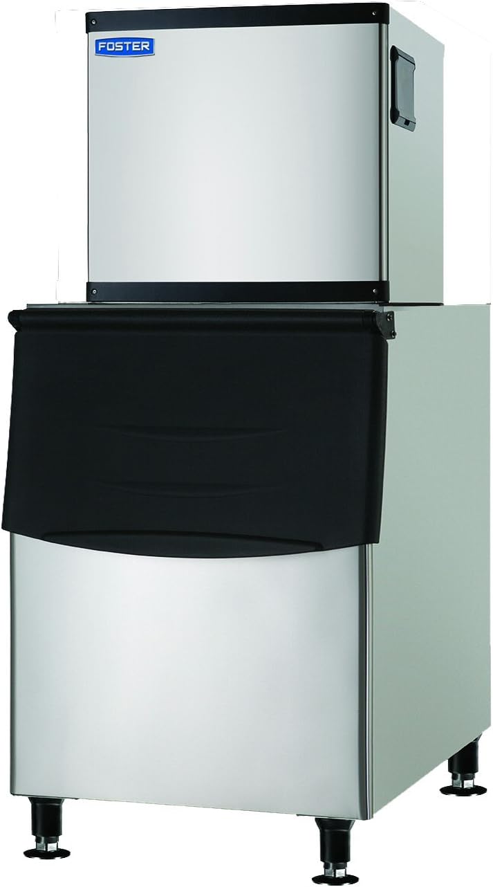 Commercial Ice Maker 350 Pounds Per Day with 275 lbs Storage Bin – Stainless Steel Industrial Modular Ice Cube Machine – Quiet Operation – Air Cooling System - by Foster